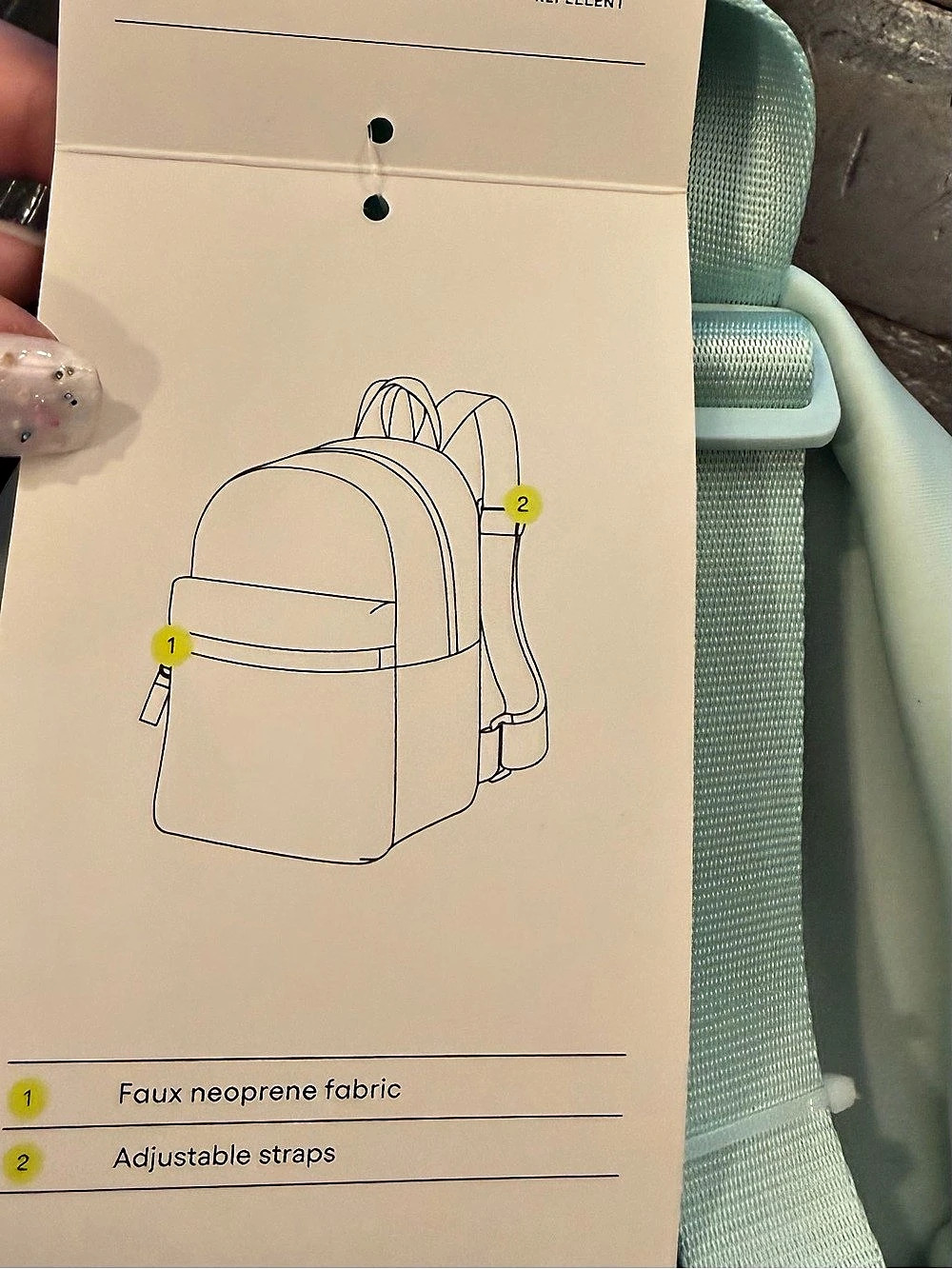 NEW All in Motion Mini Backpack Mint Green Adjustable Straps Water Repellent - Picture 9 of 10